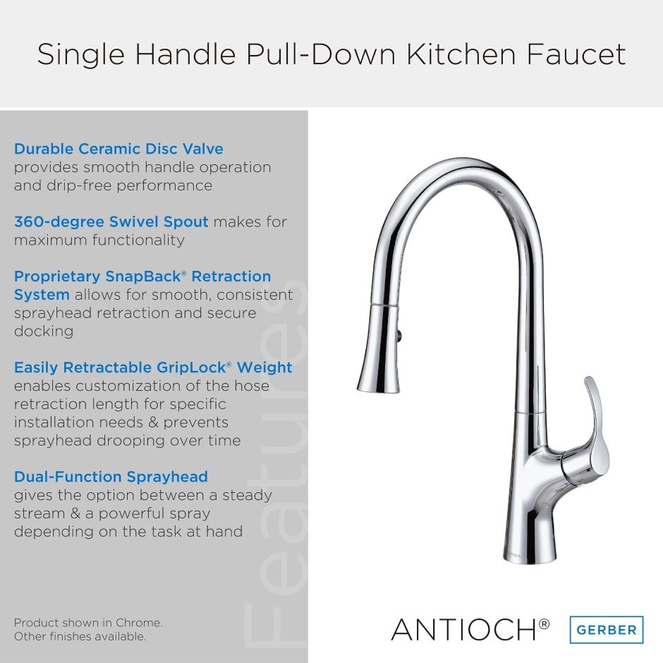 Gerber D454422 Chrome Antioch Single Handle Pull-down Kitchen Faucet
