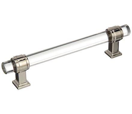 Amerock Cabinet Pull Clear/Polished Nickel 5-1/16 inch (128 mm) Center to Center Glacio 1 Pack Drawer Pull Drawer Handle Cabinet Hardware