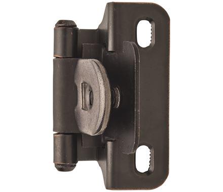 Amerock Single Demountable Cabinet Hinge 1/4 inch (6 mm) Overlay Hinge Oil Rubbed Bronze 2 Pack Self-Closing Hinge Cabinet Door Hinge