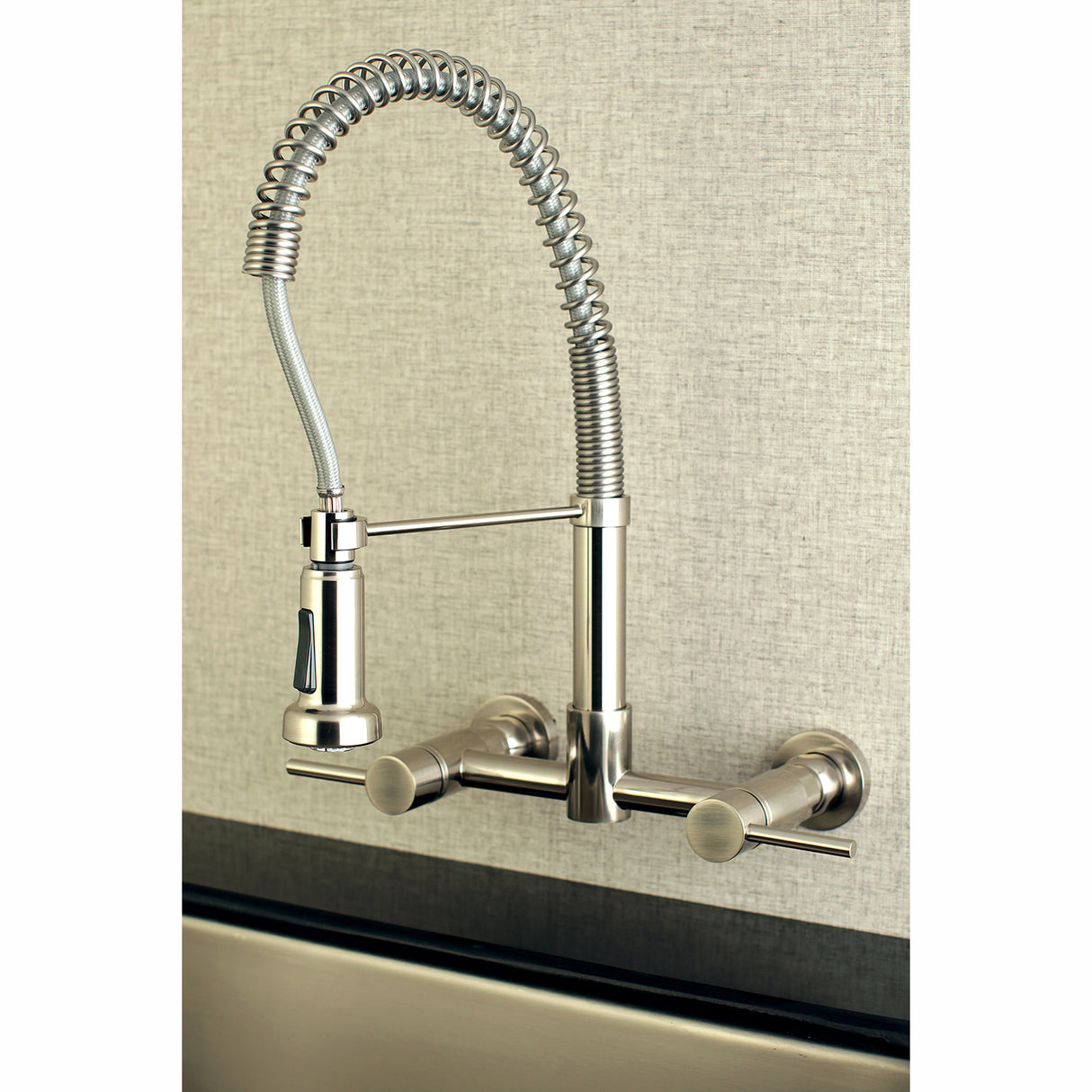 Gourmetier GS8188DL Concord 2-Handle Wall Mount Pull-Down Kitchen Faucet, Brushed Nickel