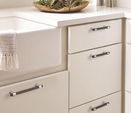 Amerock Cabinet Pull Polished Chrome/Matte Black 3-3/4 inch (96 mm) Center-to-Center Mergence 1 Pack Drawer Pull Cabinet Handle Cabinet Hardware