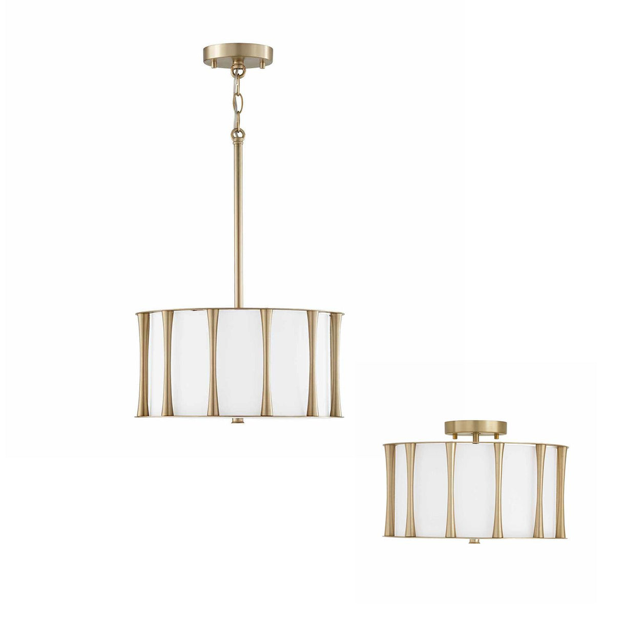 Capital Lighting 244631MA Bodie 3 Light Dual Mount Semi-Flush/Pendant Matte Brass