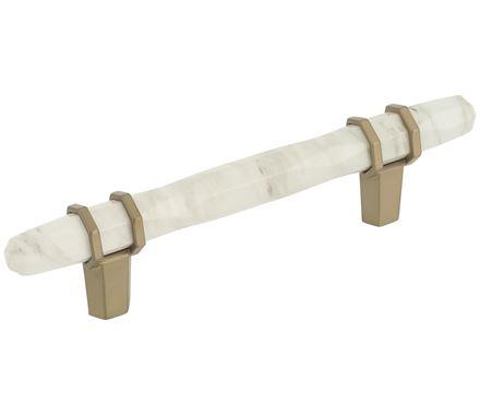 Amerock Cabinet Pull Marble White/Golden Champagne 3-3/4 inch (96 mm) Center to Center Carrione 1 Pack Drawer Pull Drawer Handle Cabinet Hardware
