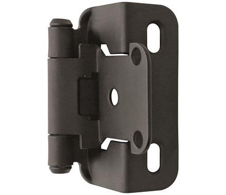 Amerock Cabinet Hinge 1/2 inch (13 mm) Overlay Hinge Matte Black 2 Pack Self-Closing Hinge Partial Wrap Hinge Cabinet Door Hinge