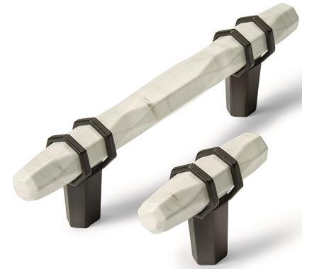 Amerock Cabinet Pull Marble White/Black Bronze 3-3/4 inch (96 mm) Center to Center Carrione 1 Pack Drawer Pull Drawer Handle Cabinet Hardware