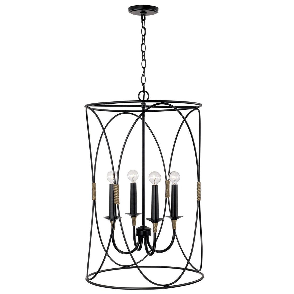 Capital Lighting 545641KB Amara 4 Light Foyer Matte Black with Brass