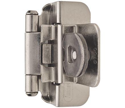 Amerock Double Demountable Cabinet Hinge 3/8 inch (10 mm) Inset Hinge Satin Nickel 2 Pack Self-Closing Hinge Cabinet Door Hinge