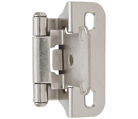 Amerock Cabinet Hinge 1/4 inch (6 mm) Overlay Hinge Satin Nickel 2 Pack Self-Closing Hinge Partial Wrap Hinge Cabinet Door Hinge