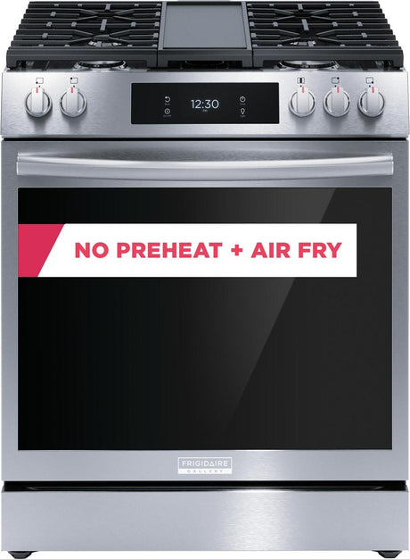 Frigidaire GCFG3060BF 30" Front Control Gas Range, total convection, air fry