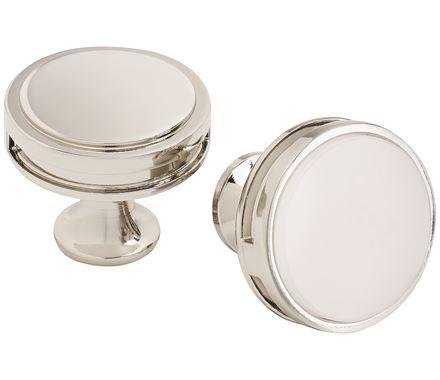 Amerock Cabinet Knob Polished Nickel/Frosted 1-3/8 inch (35 mm) Diameter Oberon 1 Pack Drawer Knob Cabinet Hardware
