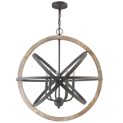 Capital Lighting 330561IW Bluffton 6 Light Pendant Iron and Wood (Floor Model)