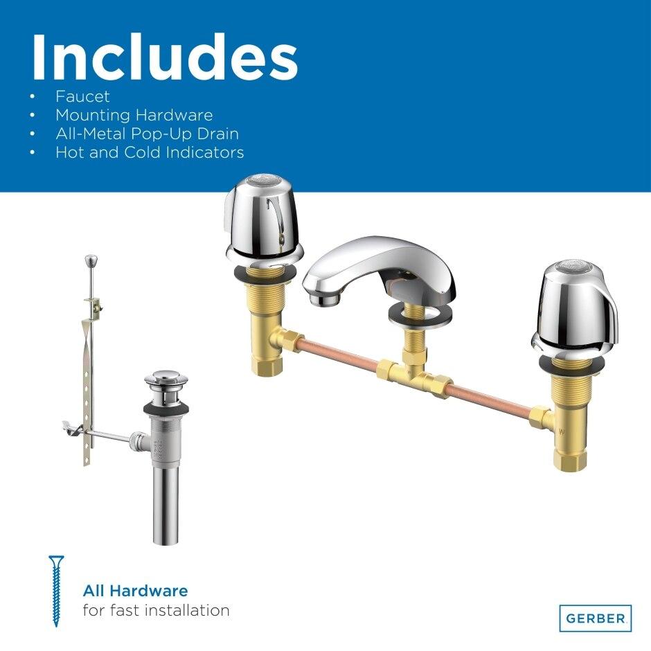 Gerber G0043071 Chrome Classics Two Handle Lavatory Faucet W/ Metal Handles ...