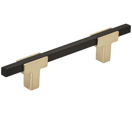 Amerock Cabinet Pull Brushed Gold/Matte Black 3-3/4 inch (96 mm) Center to Center Urbanite 1 Pack Drawer Pull Drawer Handle Cabinet Hardware