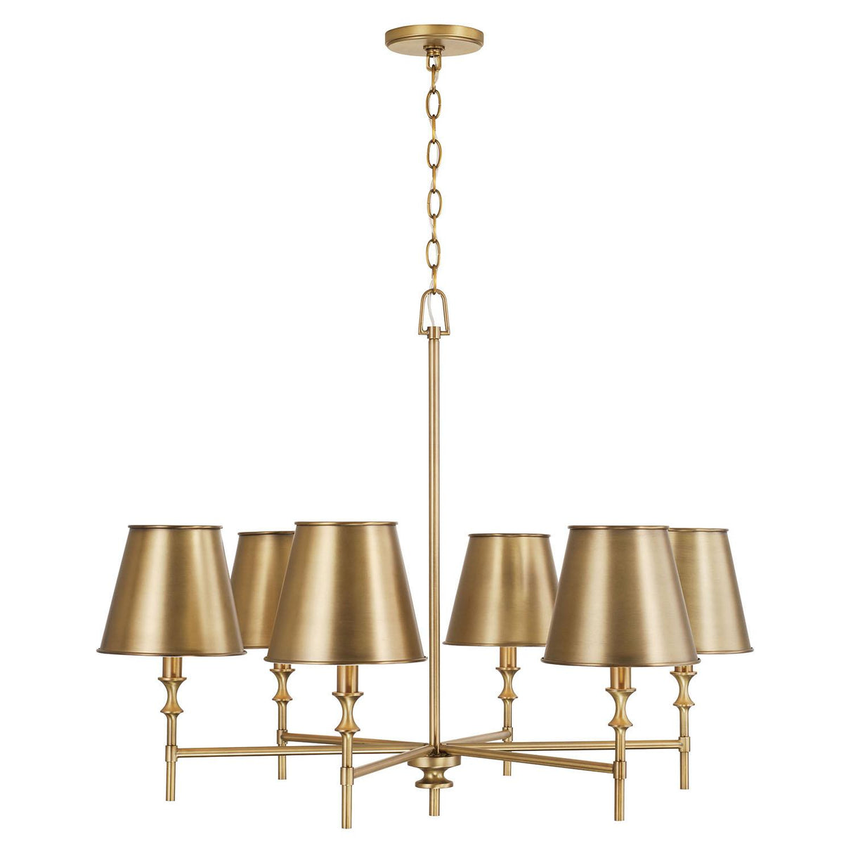 Capital Lighting 449761AD-707 Whitney 6 Light Chandelier Aged Brass