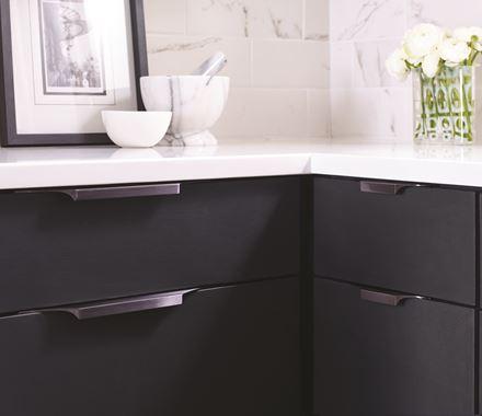 Amerock Cabinet Edge Pull Black Chrome 8-9/16 inch (217 mm) Center to Center Extent 1 Pack Drawer Pull Drawer Handle Cabinet Hardware