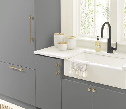 Amerock Cabinet Pull Matte Gold 3-3/4 inch (96 mm) Center to Center Transcendent 1 Pack Drawer Pull Drawer Handle Cabinet Hardware