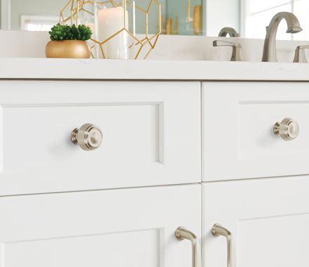 Amerock Cabinet Knob Satin Nickel 1-3/16 inch (30 mm) Diameter Kane 1 Pack Drawer Knob Cabinet Hardware