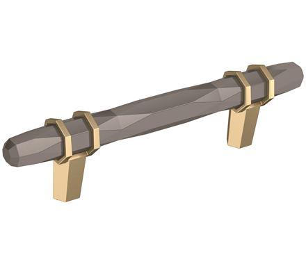 Amerock Cabinet Pull Black Chrome/Golden Champagne 3-3/4 inch (96 mm) Center-to-Center London 1 Pack Drawer Pull Drawer Handle Cabinet Hardware