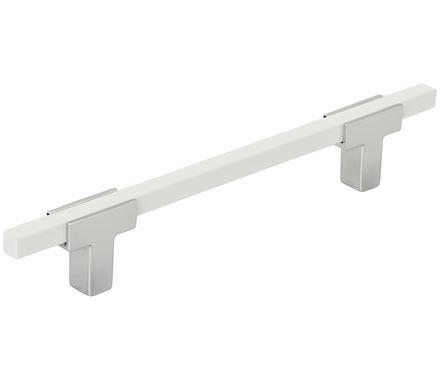 Amerock Cabinet Pull Polished Chrome/White 5-1/16 inch (128 mm) Center to Center Urbanite 1 Pack Drawer Pull Drawer Handle Cabinet Hardware