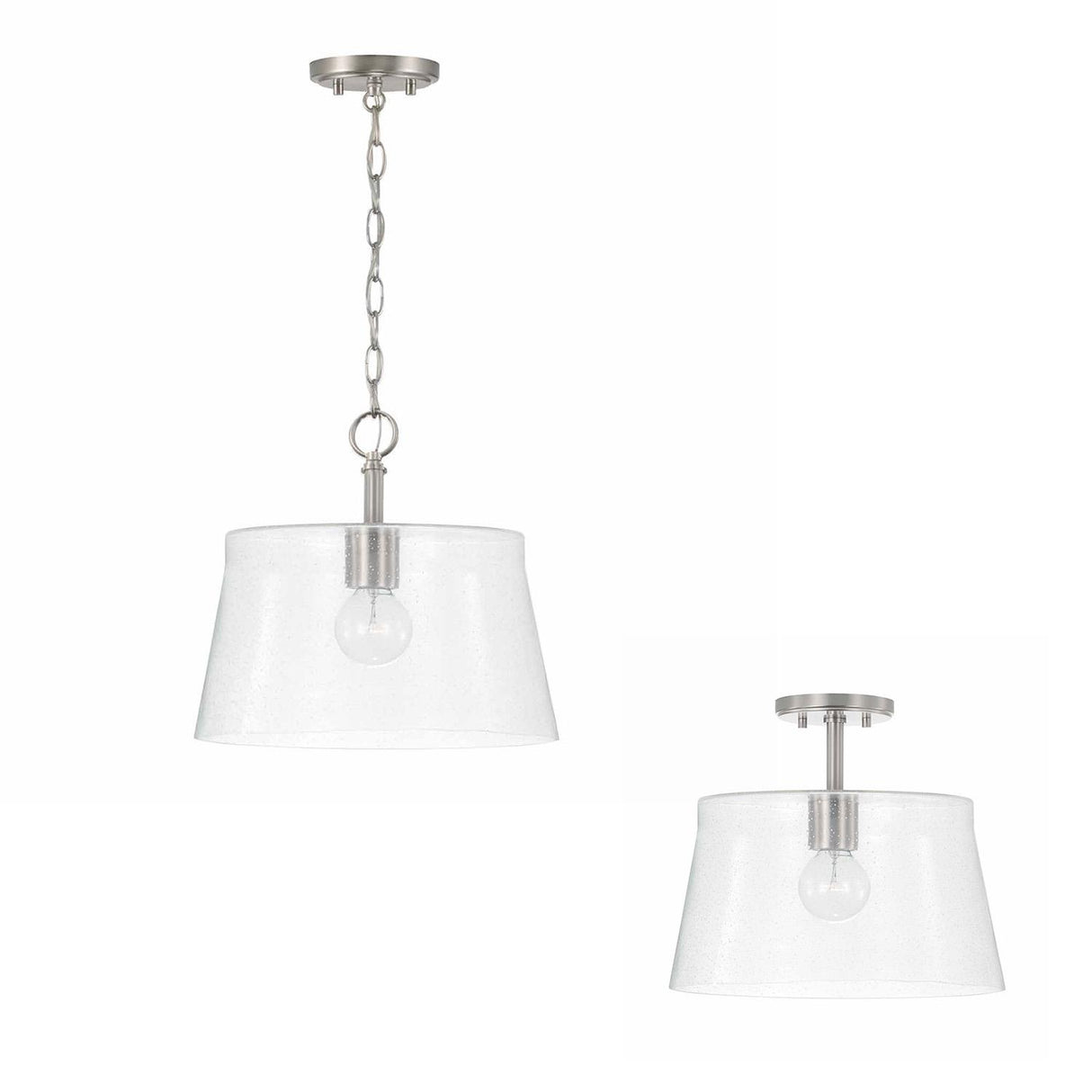 Capital Lighting 246911BN Baker 1 Light Pendant Brushed Nickel
