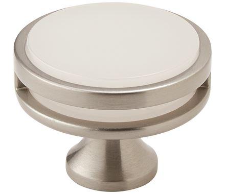 Amerock Cabinet Knob Satin Nickel/Frosted 1-3/8 inch (35 mm) Diameter Oberon 1 Pack Drawer Knob Cabinet Hardware