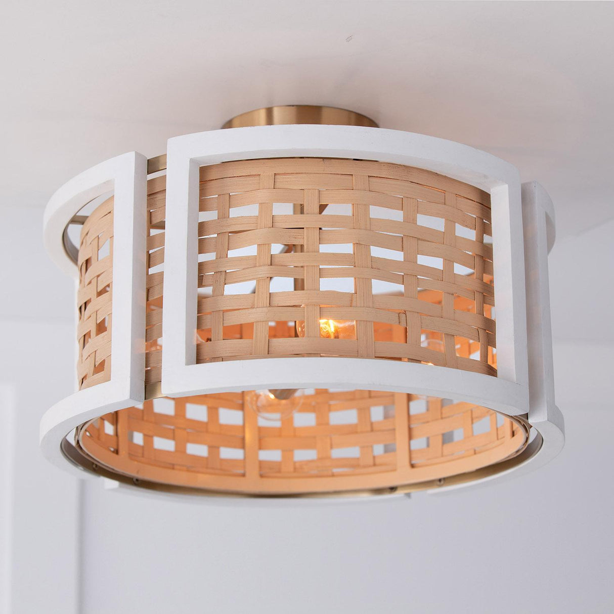 Capital Lighting 244341WM Lola 4 Light Semi-Flush Flat White and Matte Brass