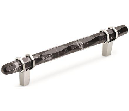 Amerock BP36649MBKPN Carrione Cabinet Pull, 5-1/16 in (128 mm) Center-to-Center, Marble Black/Polished Nickel