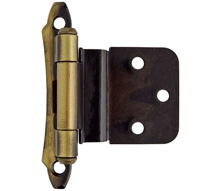 Amerock Cabinet Hinge 3/8 inch (10 mm) Inset Hinge Antique Brass 2 Pack Self-Closing Hinge Face Mount Hinge Cabinet Door Hinge