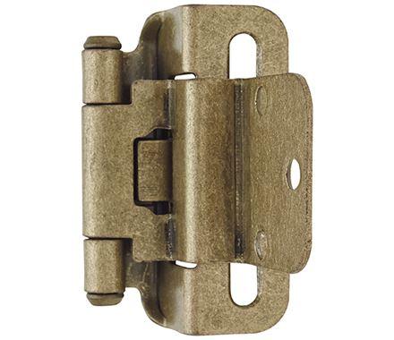 Amerock Cabinet Hinge 3/8 inch (10 mm) Inset Hinge Burnished Brass 2 Pack Self-Closing Hinge Partial Wrap Hinge Cabinet Door Hinge