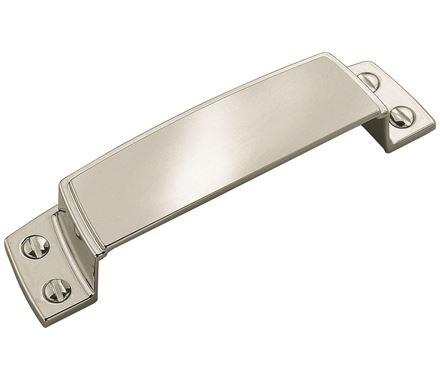 Amerock Cabinet Cup Pull Polished Nickel 3-1/2 inch (89 mm) Center to Center Highland Ridge 1 Pack Drawer Pull Drawer Handle Cabinet Hardware