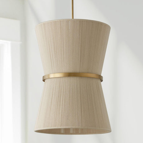 Capital Lighting 541261NP Cecilia 6 Light Foyer Bleached Natural Rope and Patinaed Brass