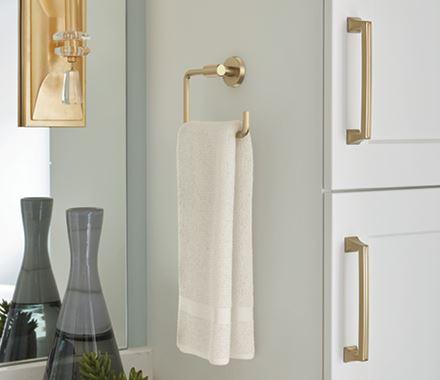 Amerock BH26541BBZ Golden Champagne Towel Ring 6-7/16 in (164 mm) Length Towel Holder Arrondi Hand Towel Holder for Bathroom Wall Small Kitchen Towel Holder Bath Accessories
