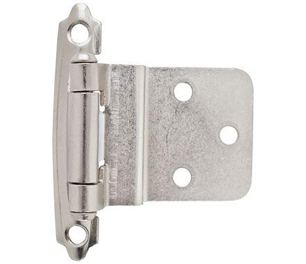 Amerock Cabinet Hinge 3/8 inch (10 mm) Inset Hinge Satin Nickel 2 Pack Self-Closing Hinge Face Mount Hinge Cabinet Door Hinge