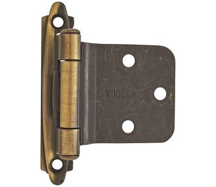 Amerock Cabinet Hinge Variable Overlay, Reverse Bevel Hinge Antique Brass 2 Pack Self-Closing Hinge Face Mount Hinge Cabinet Door Hinge
