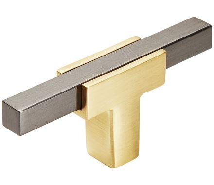 Amerock BP67BGLBCR Kitchen Cabinet Door or Drawer Knob Brushed Gold/Black Chrome 2-3/4 inch (70 mm) Length Urbanite 1 Pack Furniture Hardware Bathroom Cabinet Hardware
