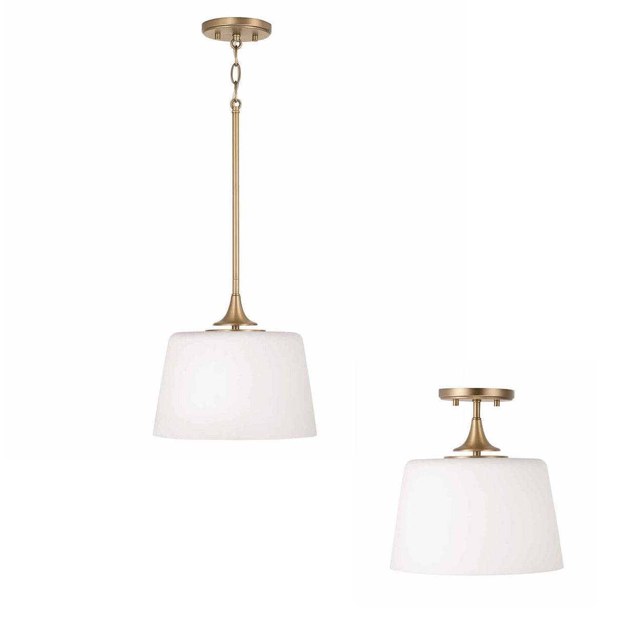 Capital Lighting 248911AD Presley 1 Light Dual Mount Semi-Flush/Pendant Aged Brass