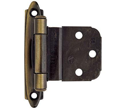Amerock Cabinet Hinge 3/8 inch (10 mm) Inset Hinge Antique Brass 2 Pack Self-Closing Hinge Face Mount Hinge Cabinet Door Hinge