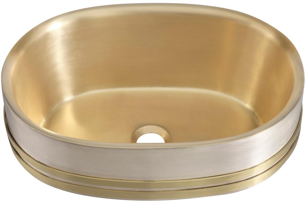 Thompson Traders Quintana Vessel Sink Quintana KCBV1712 Satin Brass and Burnished Nickel (Smooth)