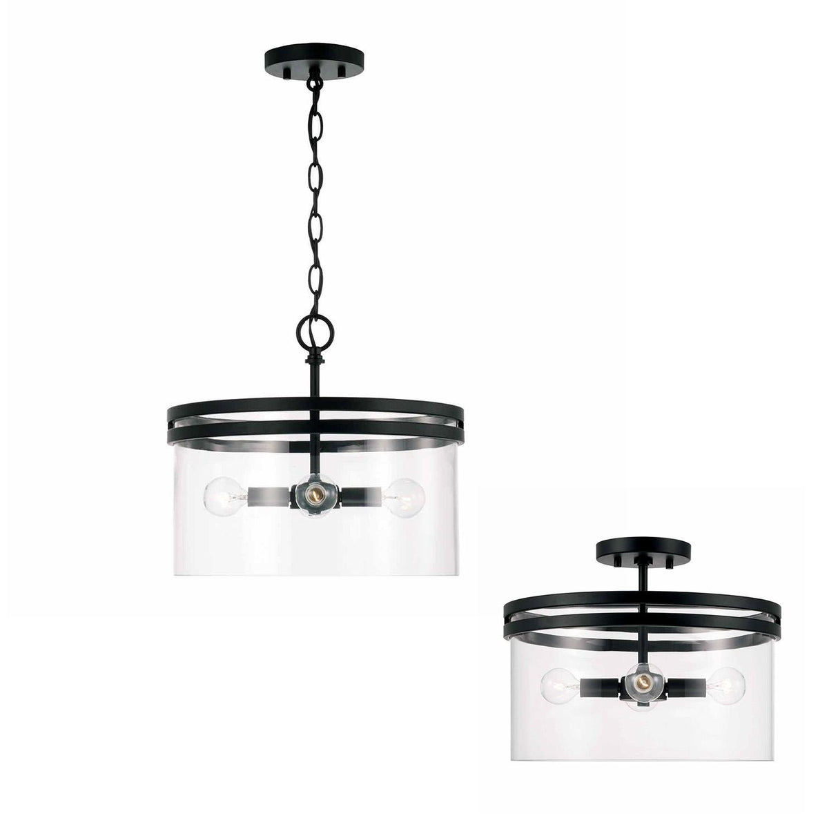 Capital Lighting 248741MB Fuller 4 Light Dual Mount Semi-Flush/Pendant Matte Black