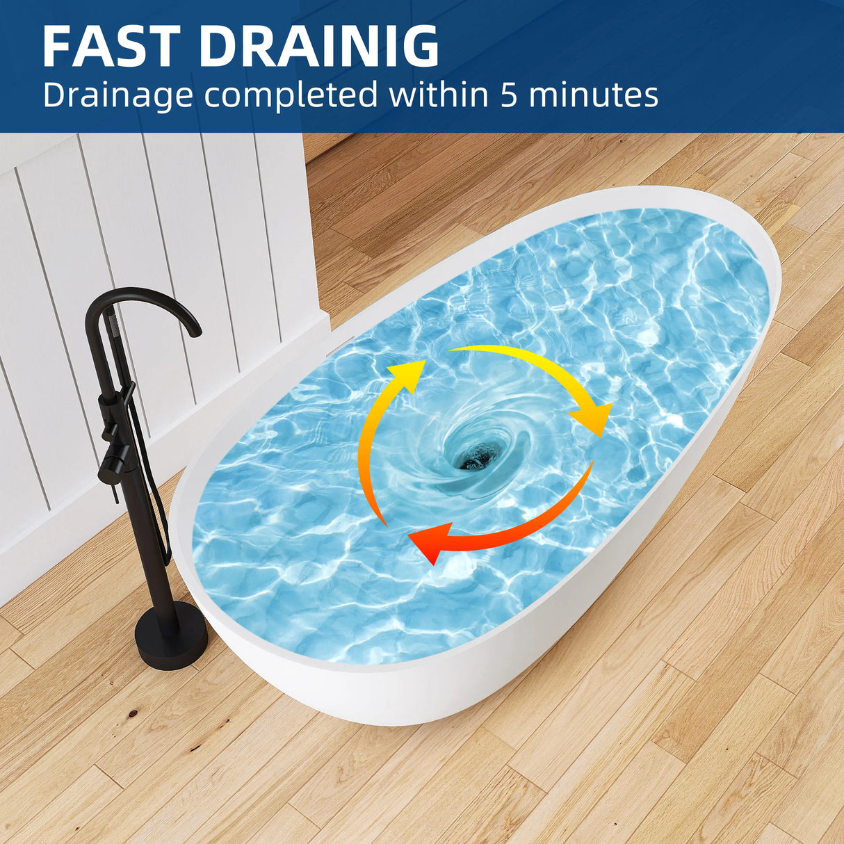 New England Home Goods Waikiki 67" Freestanding Tub in White - Stone Resin Solid Surface