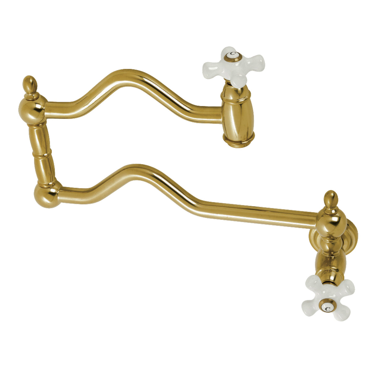 Kingston Brass KS2107PX Heritage Wall Mount Pot Filler, Brushed Brass