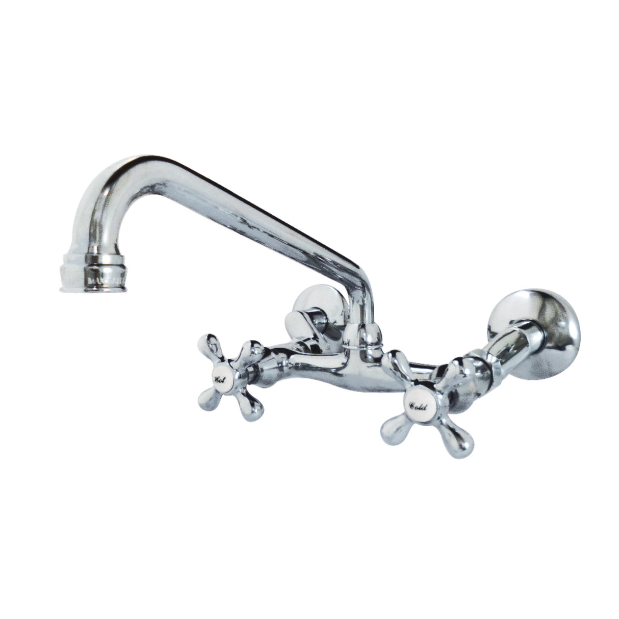Kingston Brass KS200C Two-Handle Adjustable Center Wall Mount Kitchen Faucet, Polished Chrome