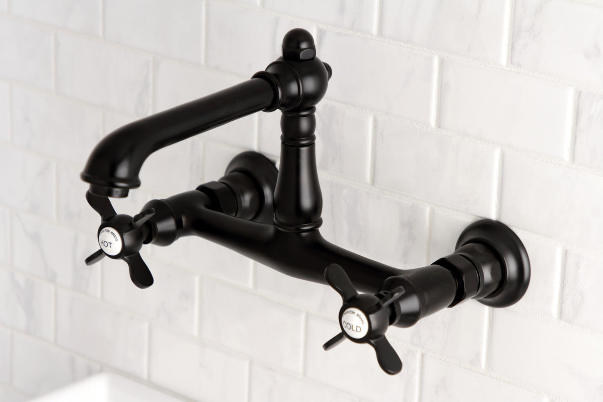 Kingston Brass KS7240BEX Essex Wall Mount Bathroom Faucet, Matte Black