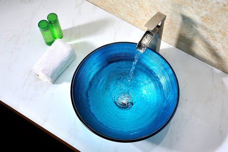 ANZZI LS-AZ8099 Taba Series Deco-Glass Vessel Sink in Lustrous Blue