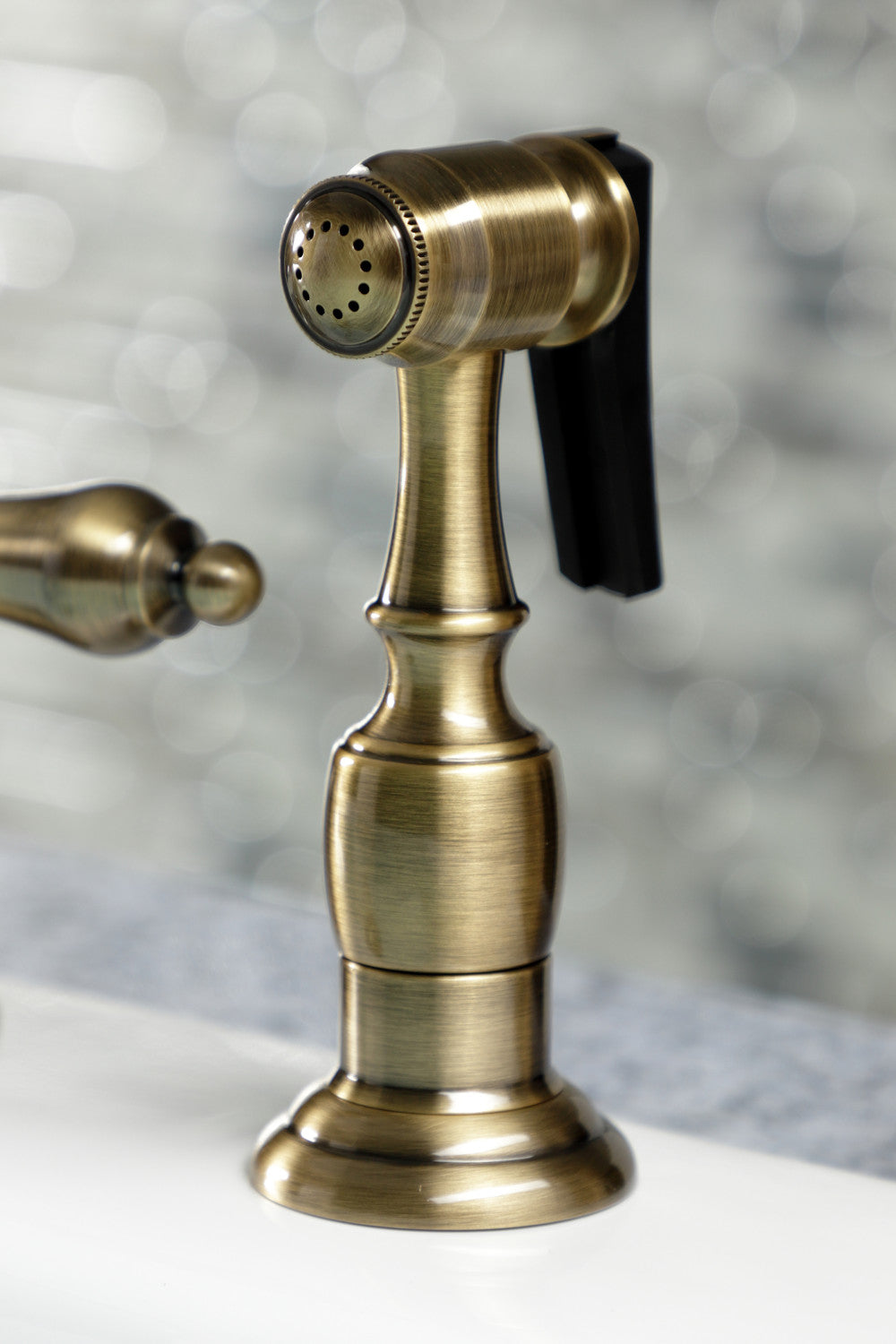 Kingston Brass KB1793ALBS Widespread Kitchen Faucet, Antique Brass