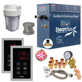 SteamSpa Executive 4.5 KW QuickStart Acu-Steam Bath Generator Package with Built-in Auto Drain and Install Kit in Brushed Nickel | Steam Generator Kit with Dual Control Panel Steamhead 240V | EXT450BN-A EXT450BN-A
