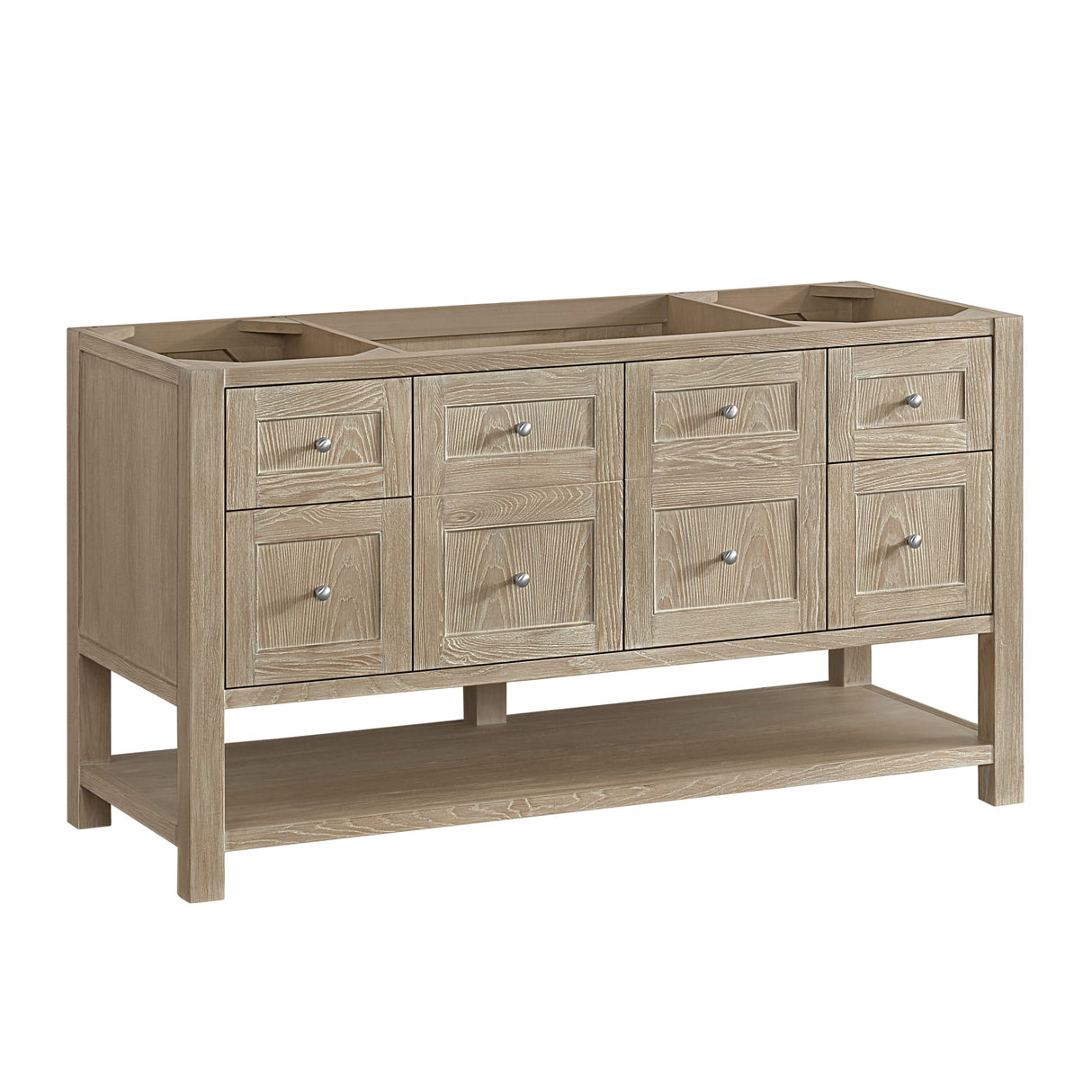 Breckenridge 60" Single Vanity, Whitewashed Oak, w/ 3 CM Victorian Silver Silestone Top w/ FreePower Wireless Charger