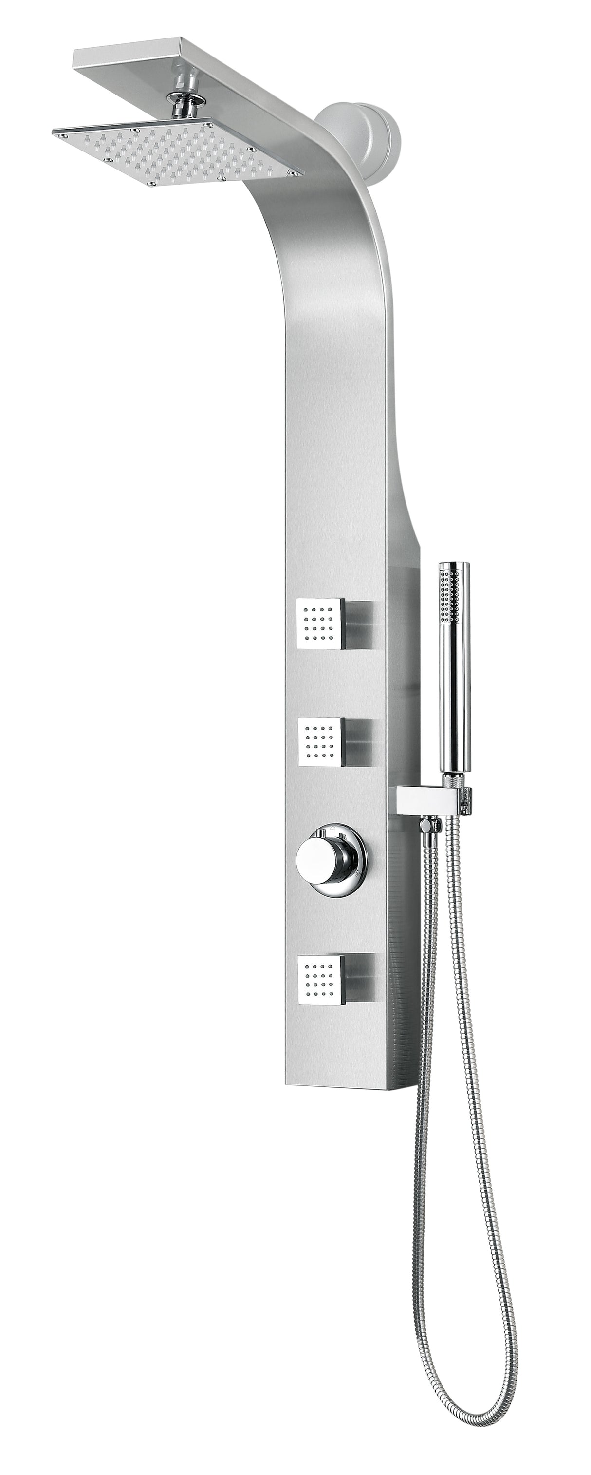 ANZZI SP-AZ8106 Silent 40 in. Full Body Shower Panel with Heavy Rain Shower and Spray Wand in Brushed Steel