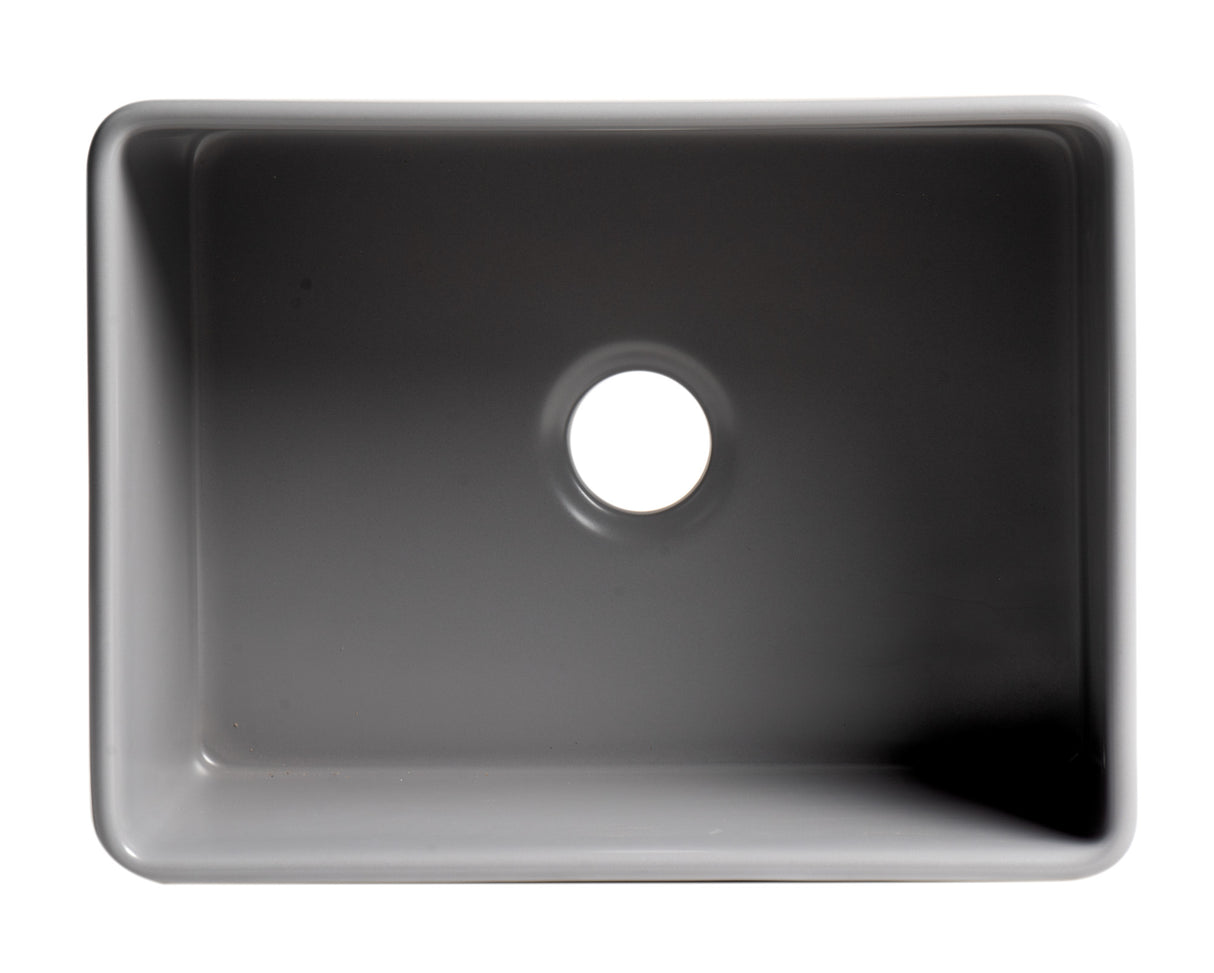 Gray Matte Smooth Apron 24" x 18" Single Bowl Fireclay Farm Sink