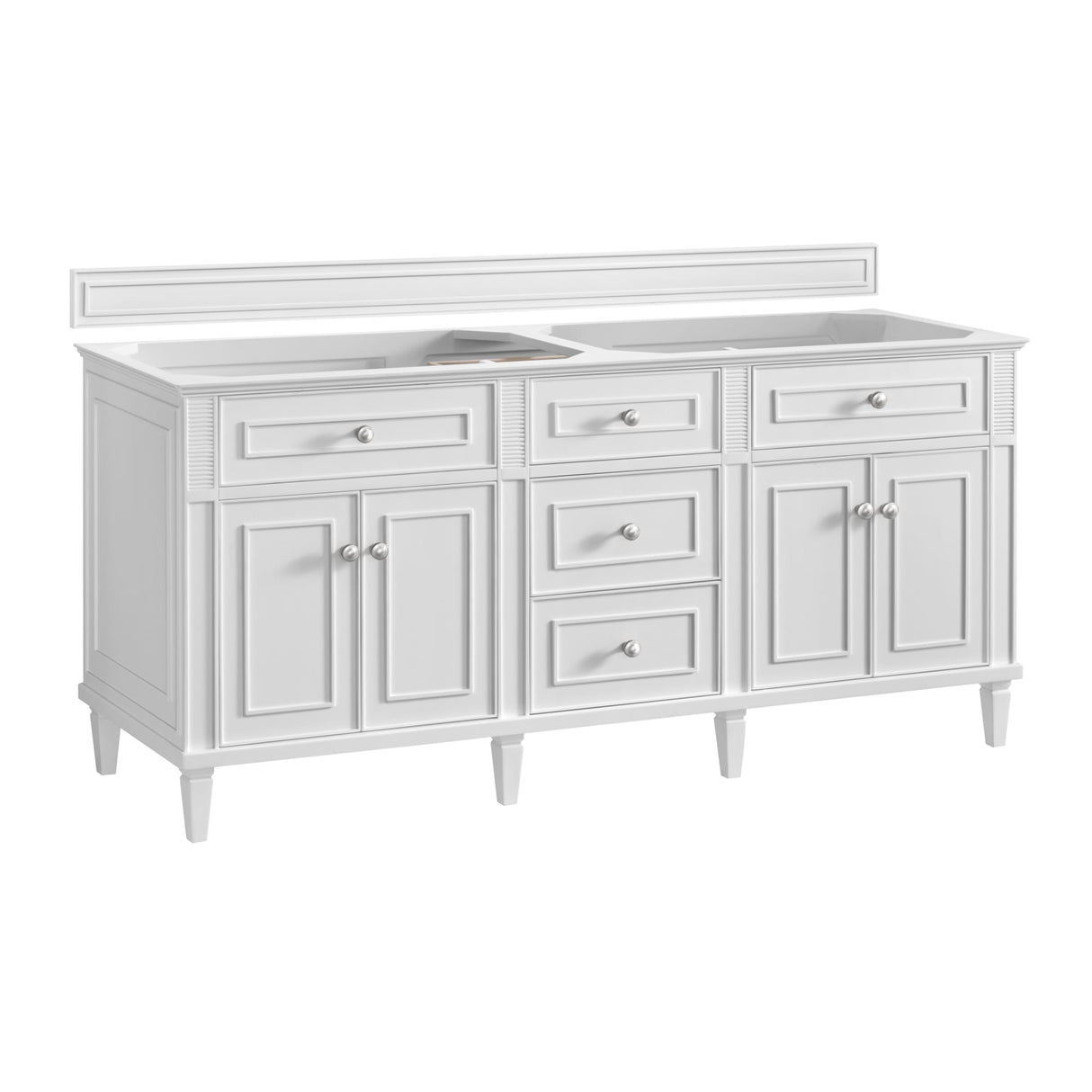 Lorelai 72" Double Vanity, Bright White w/ 3 CM Victorian Silver Silestone Top
